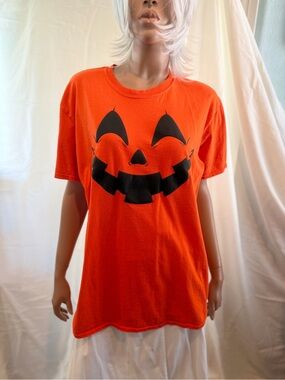 MAD Engine Orange & Black Pumpkin Face Unisex Costume Tee